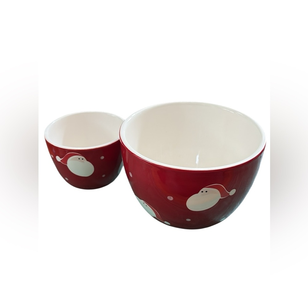 2pcs Vintage Festive Red Christmas Santa Bowls